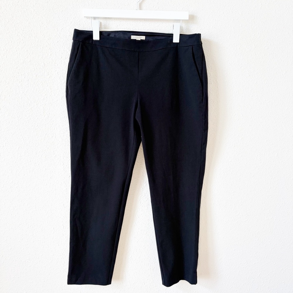 Eileen Fisher Organic Cotton Blend Ankle Dress Pants Black Size Medium Office